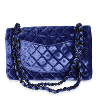 Chanel Blue Quilted Velvet Medium Classic Double Flap Bag