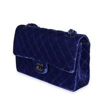 Chanel Blue Quilted Velvet Medium Classic Double Flap Bag