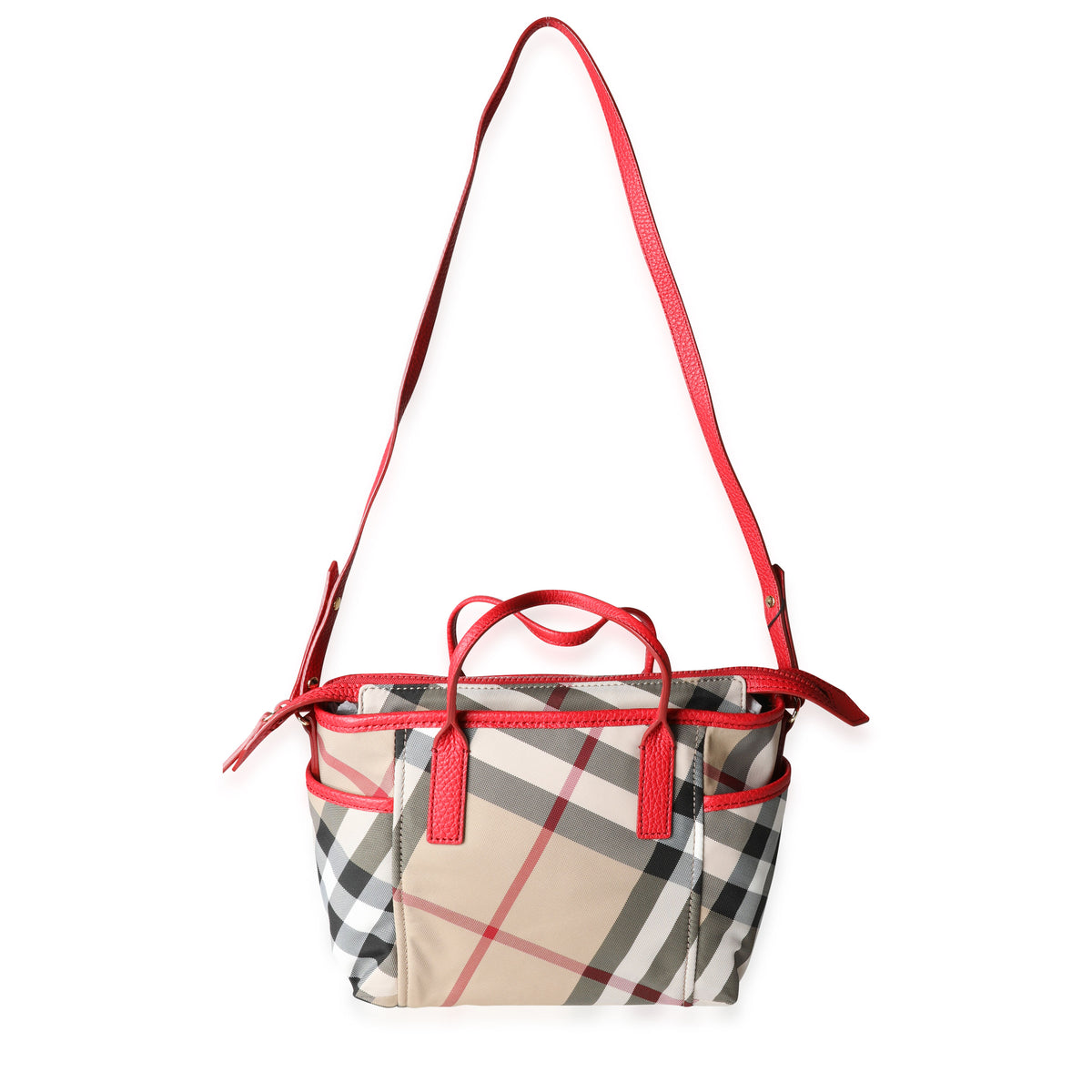 Burberry Exploded Check Canvas & Bright Rose Grained Leather Top Handle Tote, myGemma, DE
