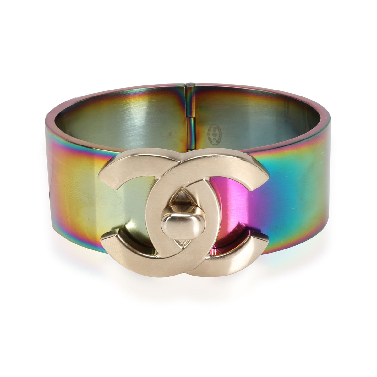 Chanel Iridescent Hinged CC Cuff Bracelet