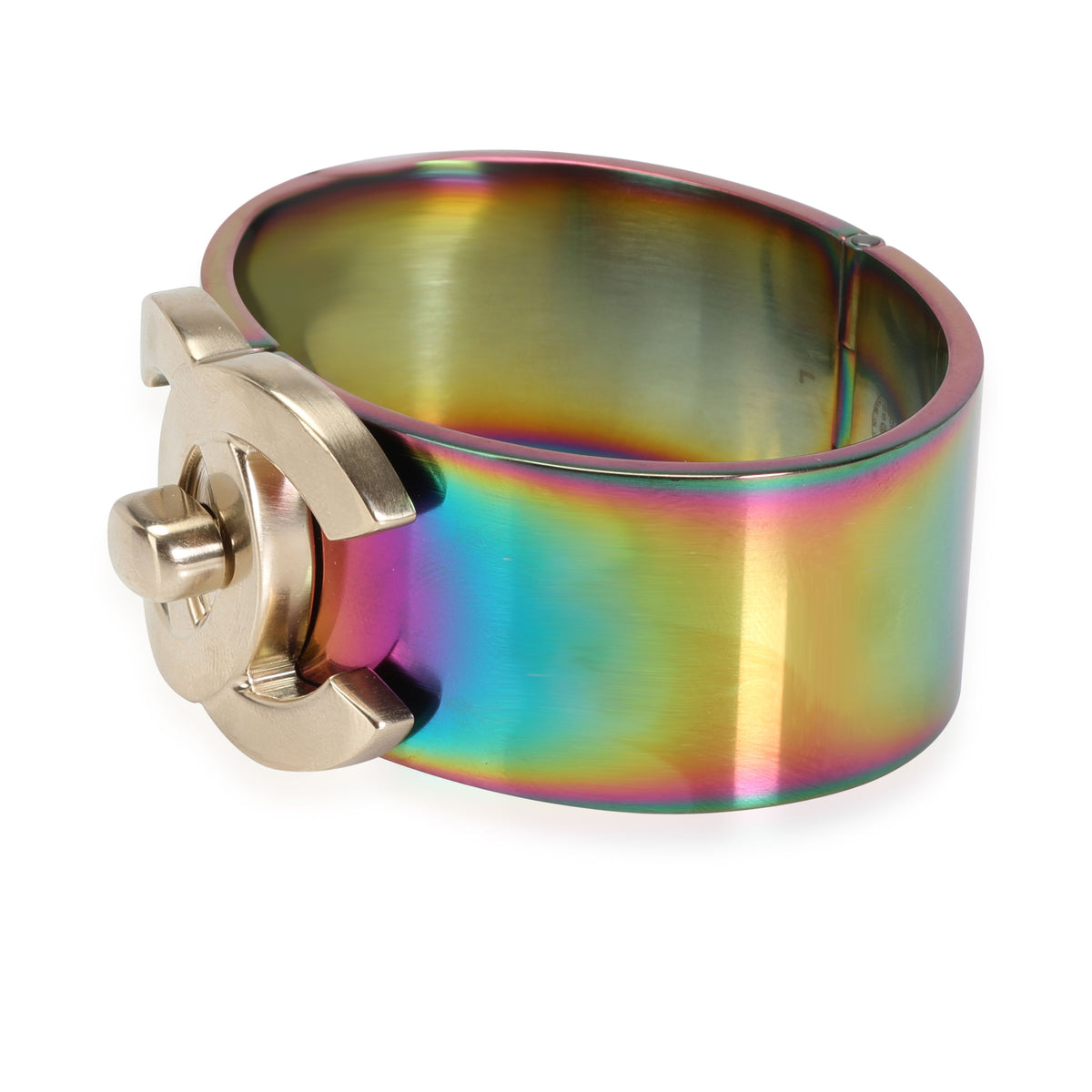 Chanel Iridescent Hinged CC Cuff Bracelet