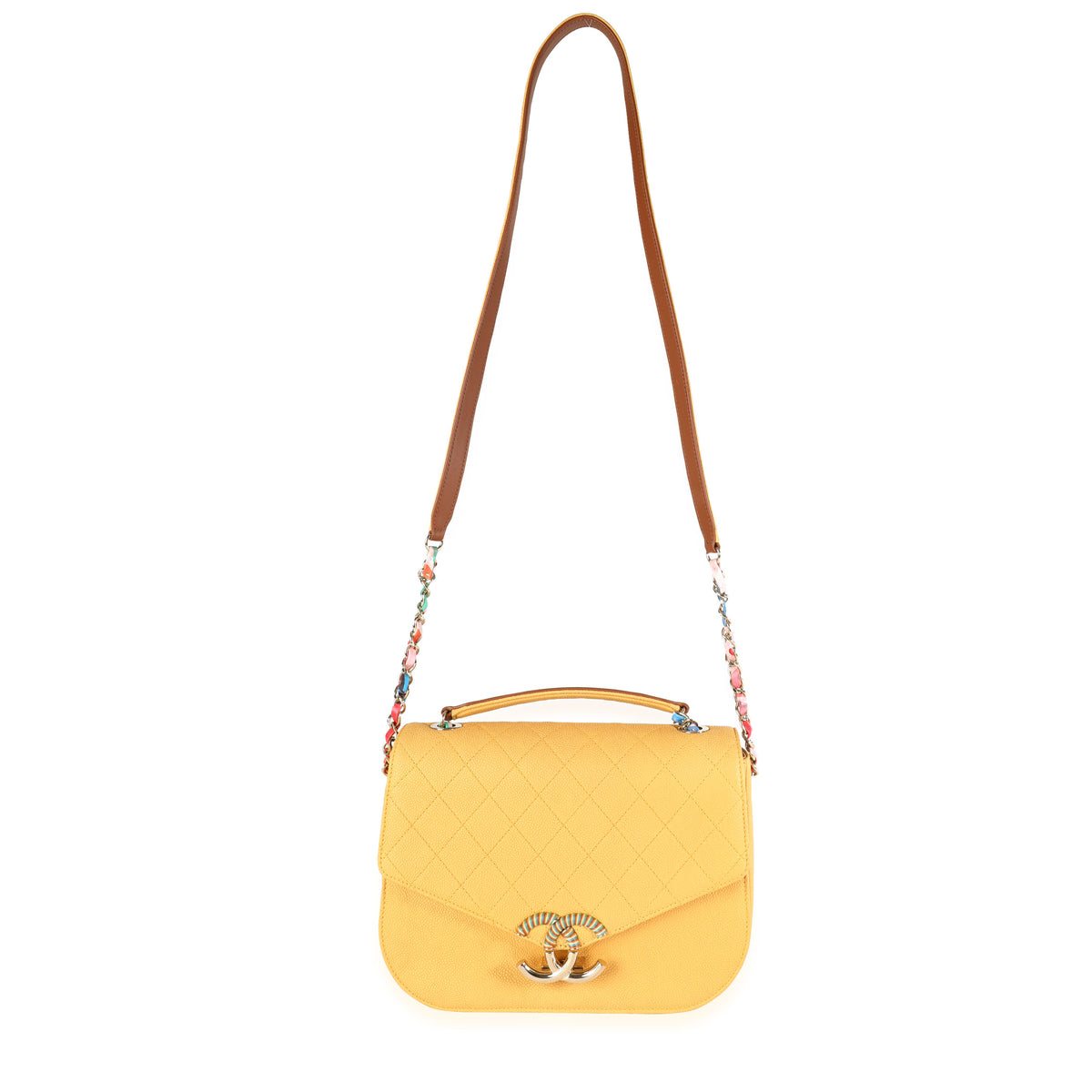 Chanel Yellow Caviar Quilted Leather Cuba Flap Bag
