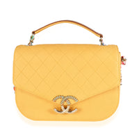 Chanel Yellow Caviar Quilted Leather Cuba Flap Bag