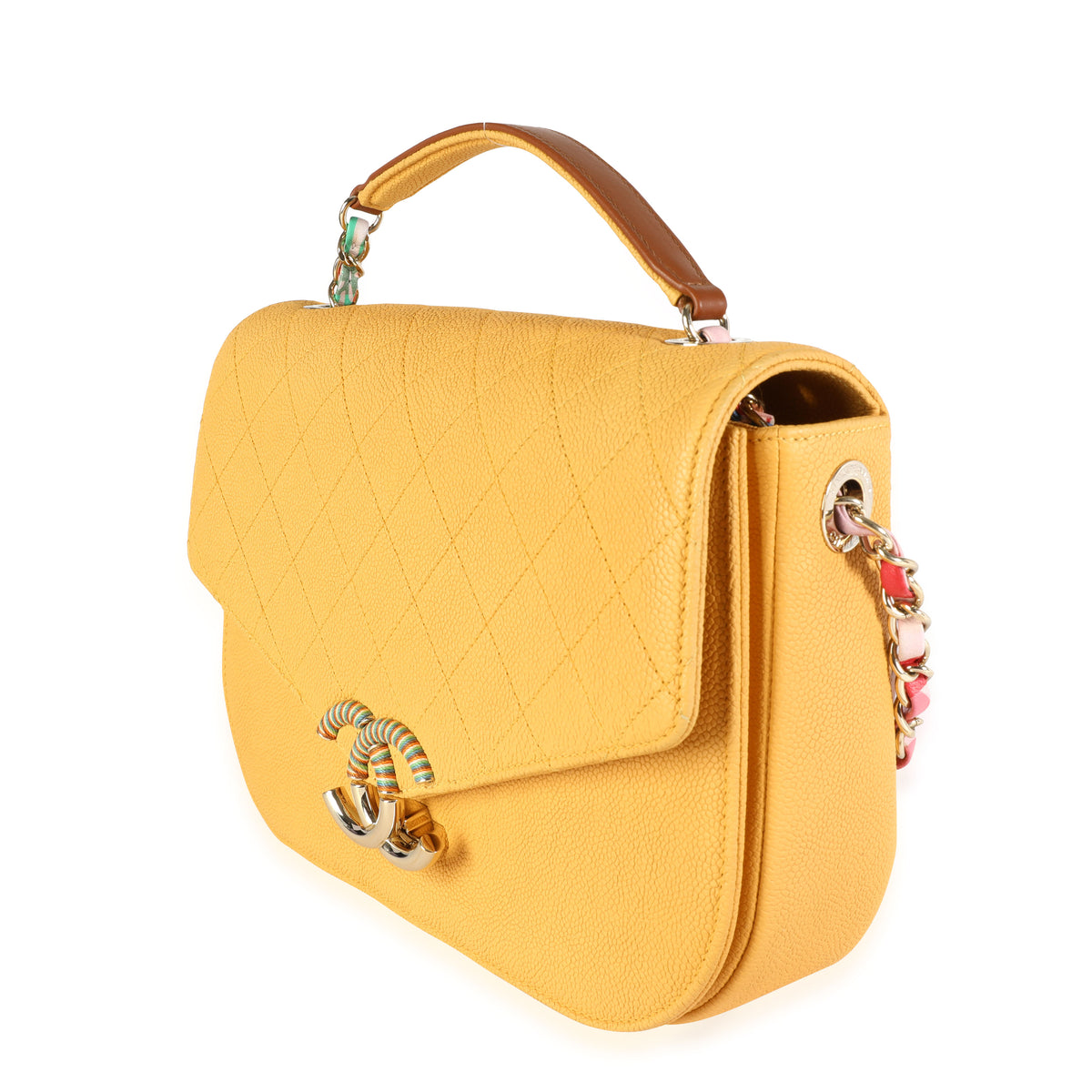 Chanel Yellow Caviar Quilted Leather Cuba Flap Bag