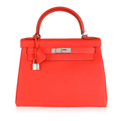 Hermès Rose Jaipur Evercolor Retourne Kelly 28 PHW