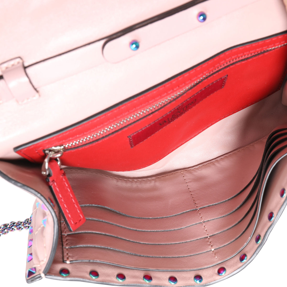 Valentino Dusty Rose Rockstud Matelasse Leather Shoulder Bag