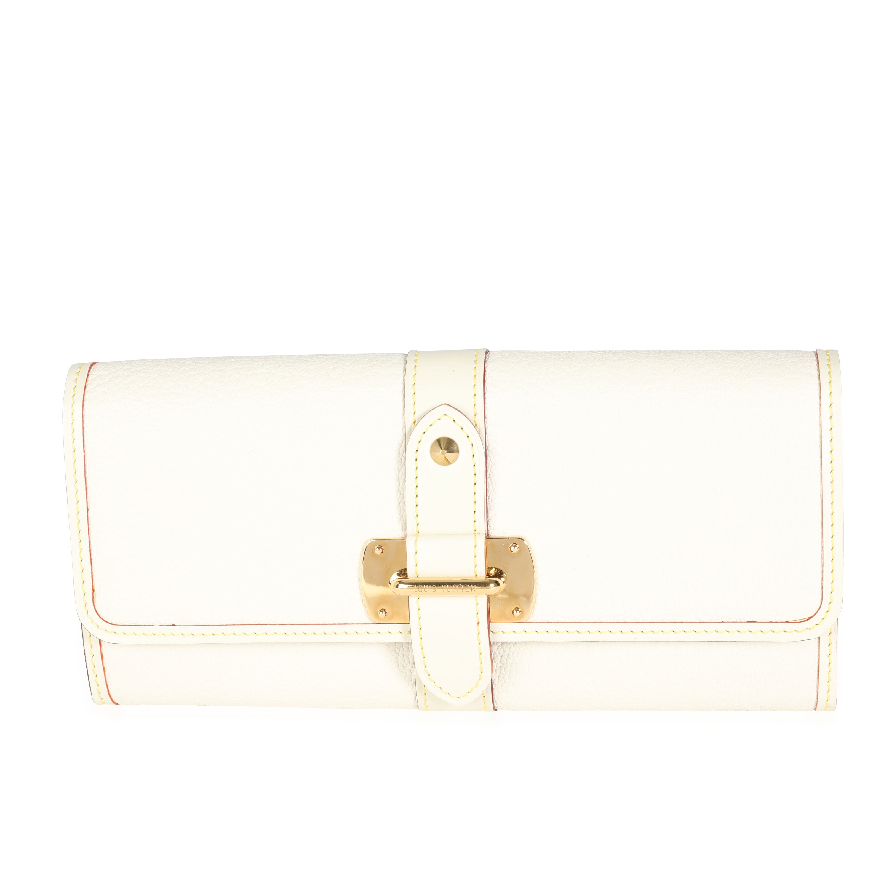 White Suhali leather Louis Vuitton Le Favori wallet with brass hardware
