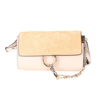 Chloe Pale Pink Leather & Beige Suede Small Faye  Bag