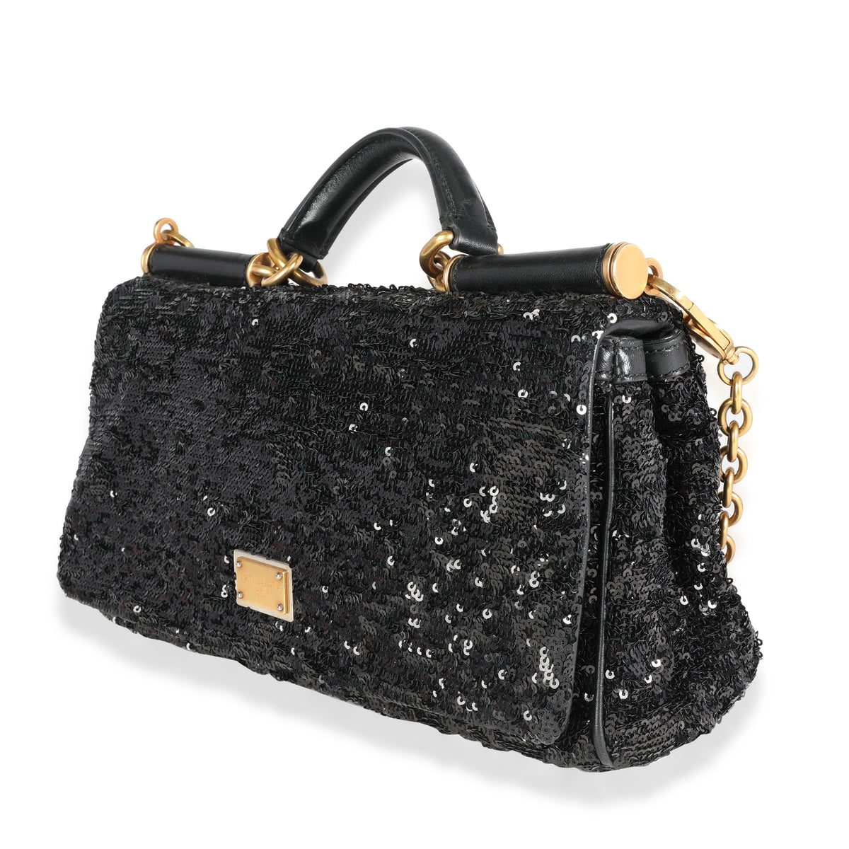 Dolce & Gabbana Black Sequin Sicily Bag