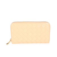 Bottega Veneta Almond Intrecciato Woven Lambskin Zip Around Wallet