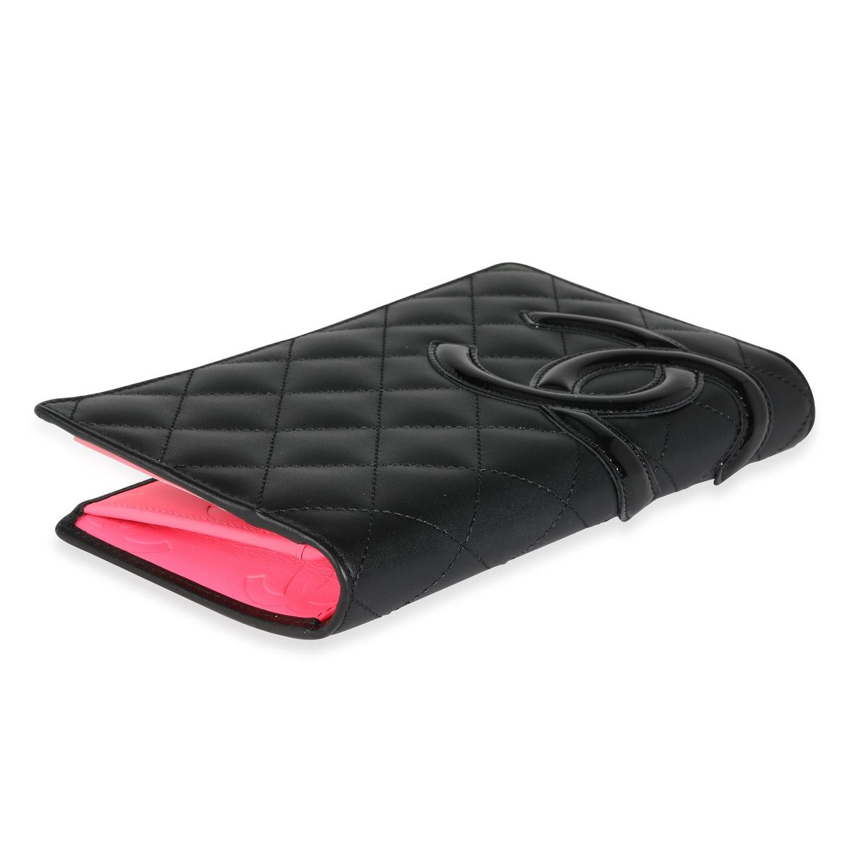 Chanel Black Quilted Calfskin & Patent Leather Cambon Ligne Yen Wallet