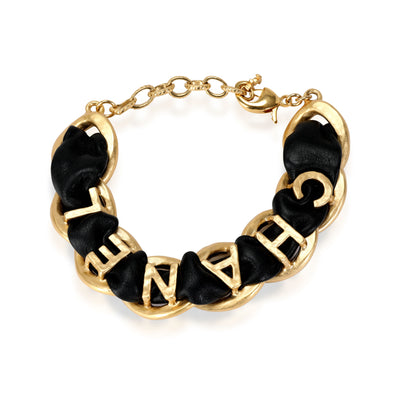 2020 Chanel Metal & Lambskin Link Bracelet