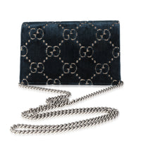 Gucci Navy Cipria GG Monogram Velvet & Black Patent Leather Dionysus Super Mini