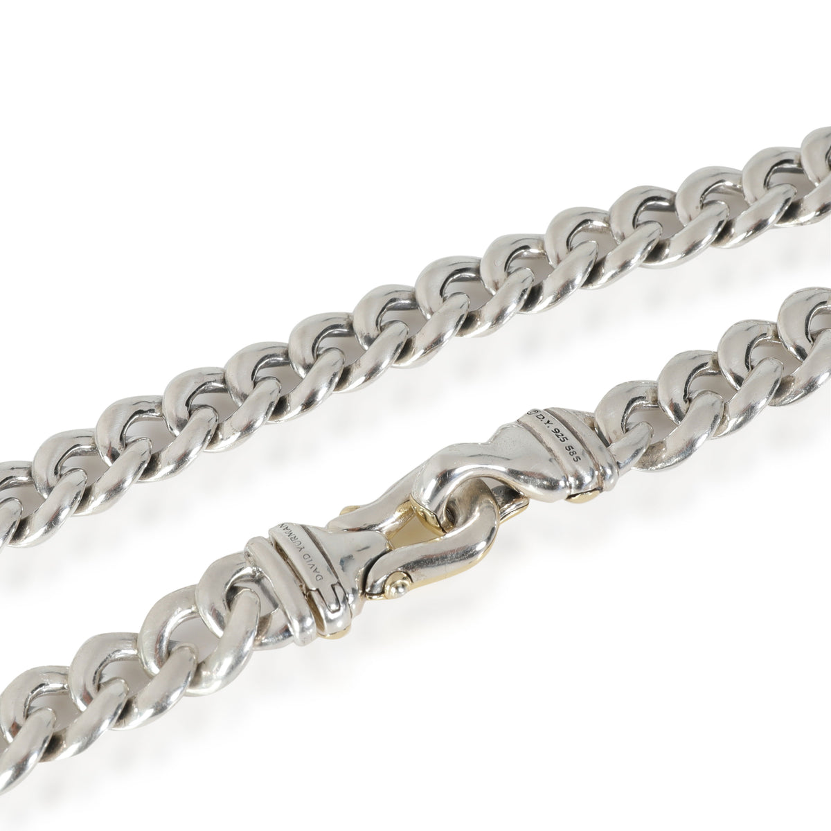 David Yurman Curb Link Chain Necklace with Buckle Clasp in 14k Gold/Sterling