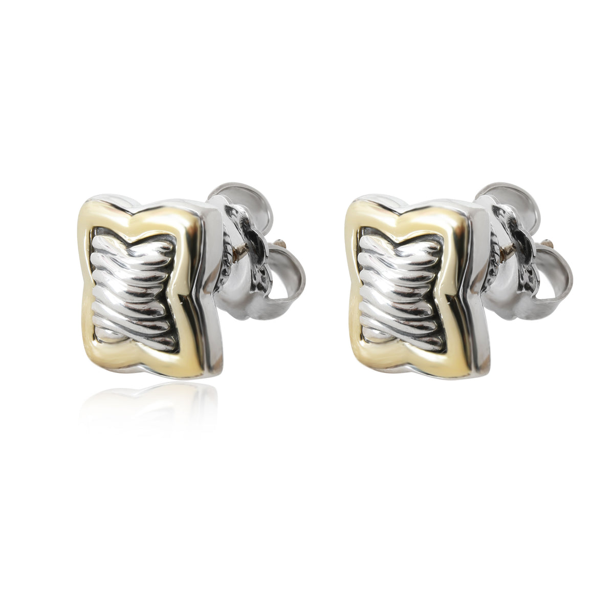 David Yurman Quatrefoil Stud Earring in 18k Gold/Sterling