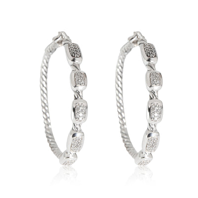 David Yurman Confetti Diamond Hoop Earring in  Sterling Silver 0.33 CTW