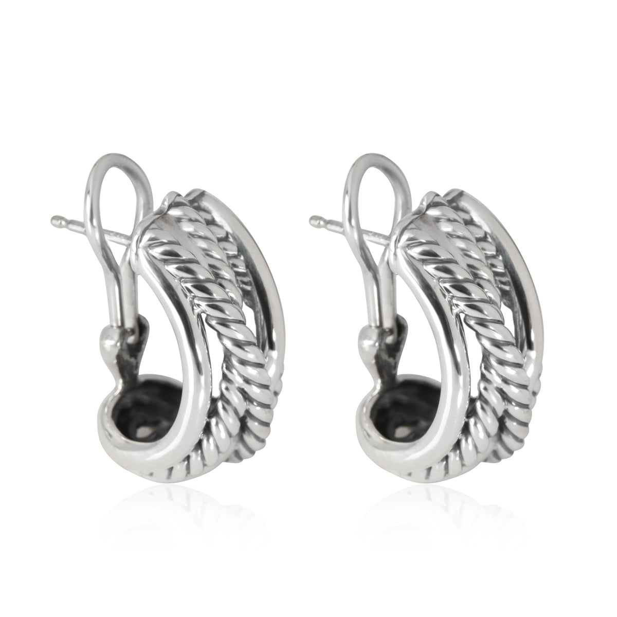 David Yurman Crossover J Hoop Earring in  Sterling Silver