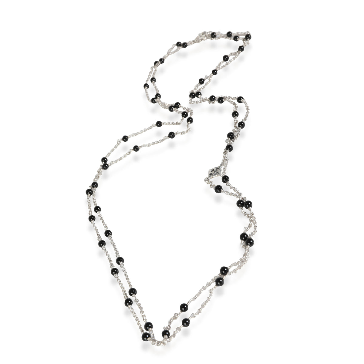 David Yurman Onyx Bead Station Necklace in  Sterling Silver