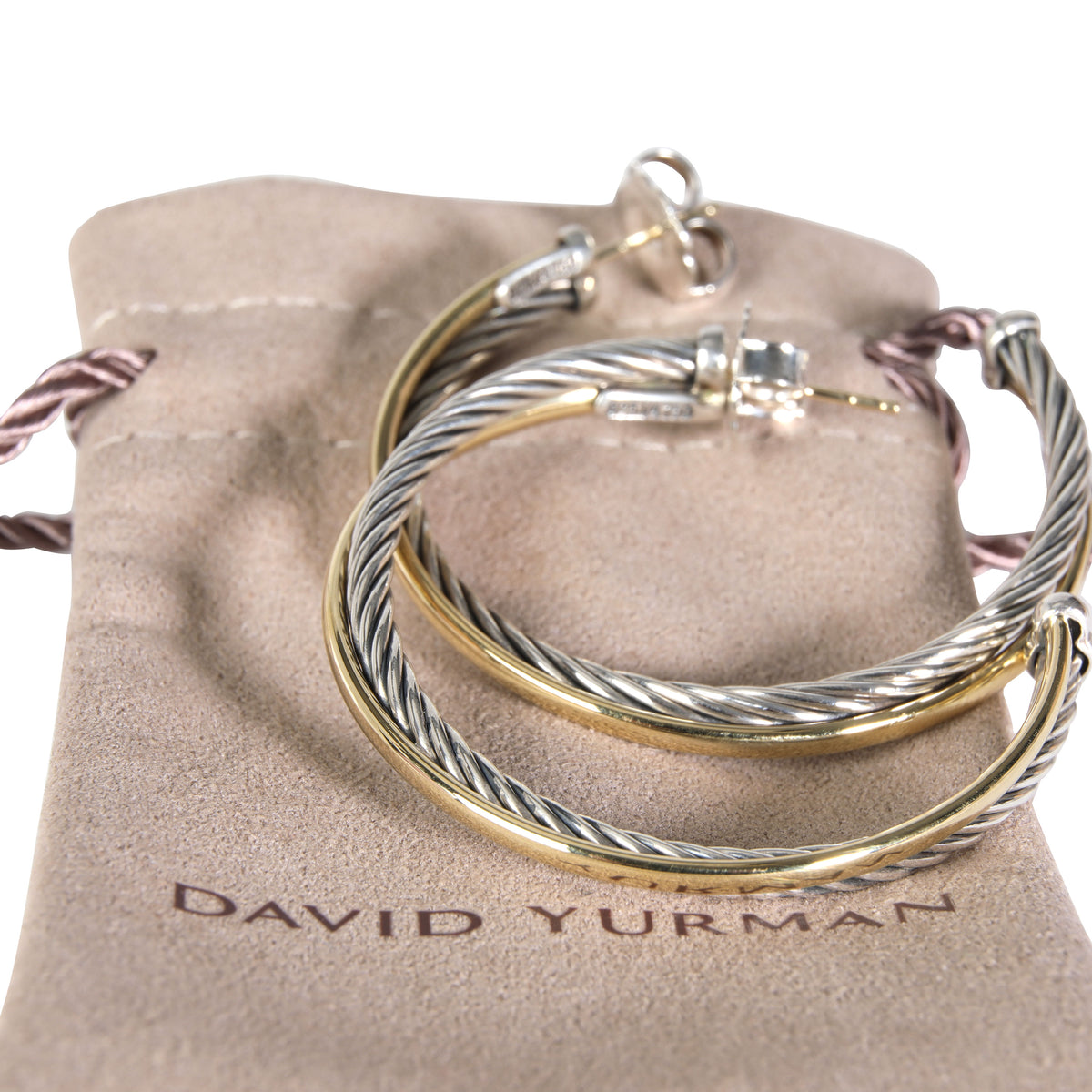 David Yurman Crossover Hoop Earring in 18K Gold/Sterling