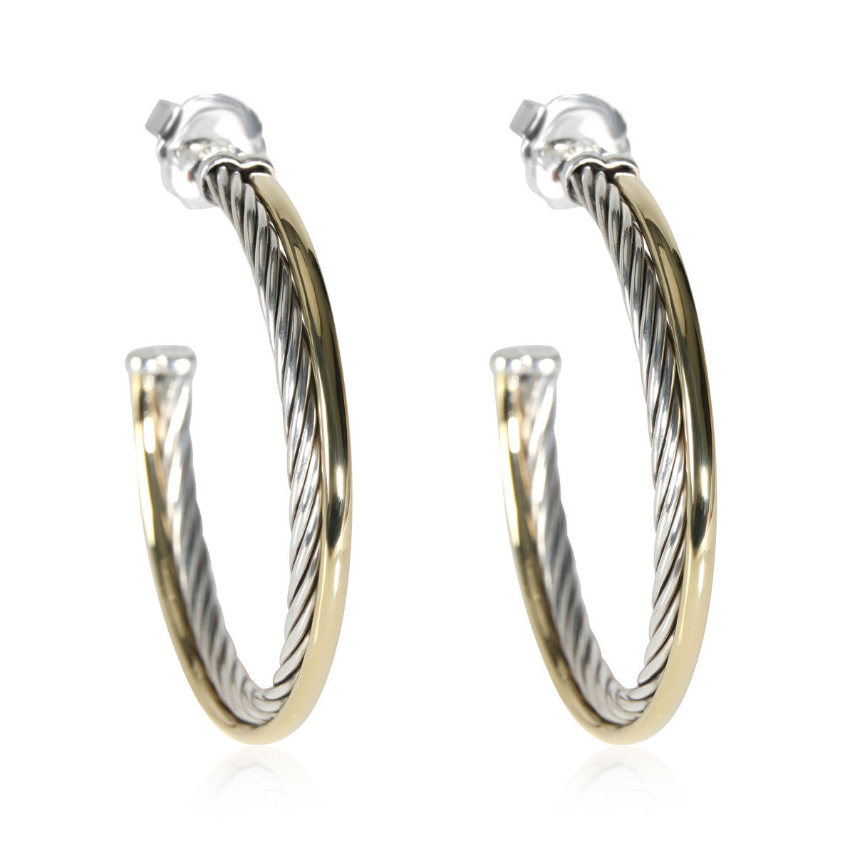 David Yurman Crossover Hoop Earring in 18K Gold/Sterling