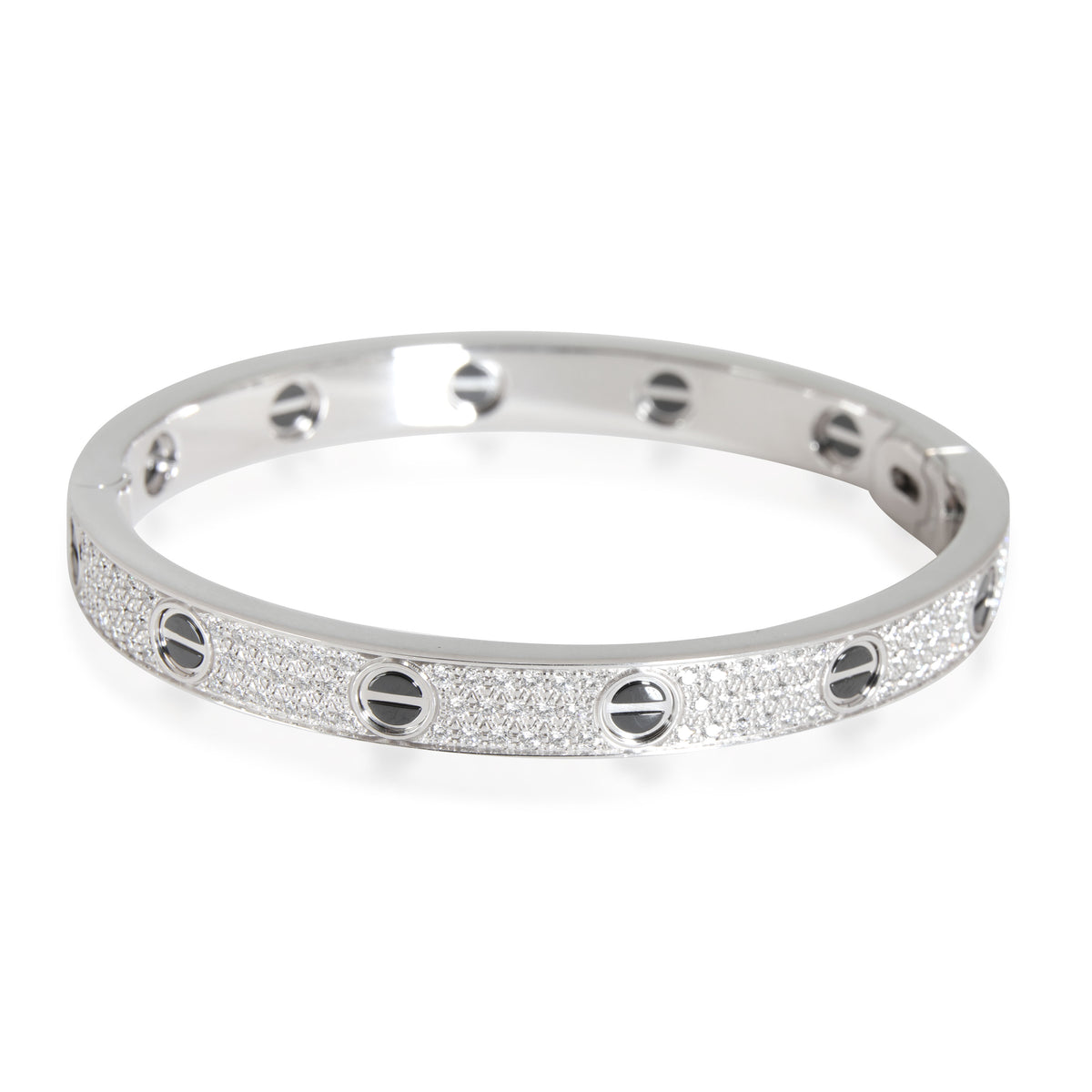 Cartier LOVE Diamond Paved  Ceramic Bracelet in 18K White Gold 1.99 CTW