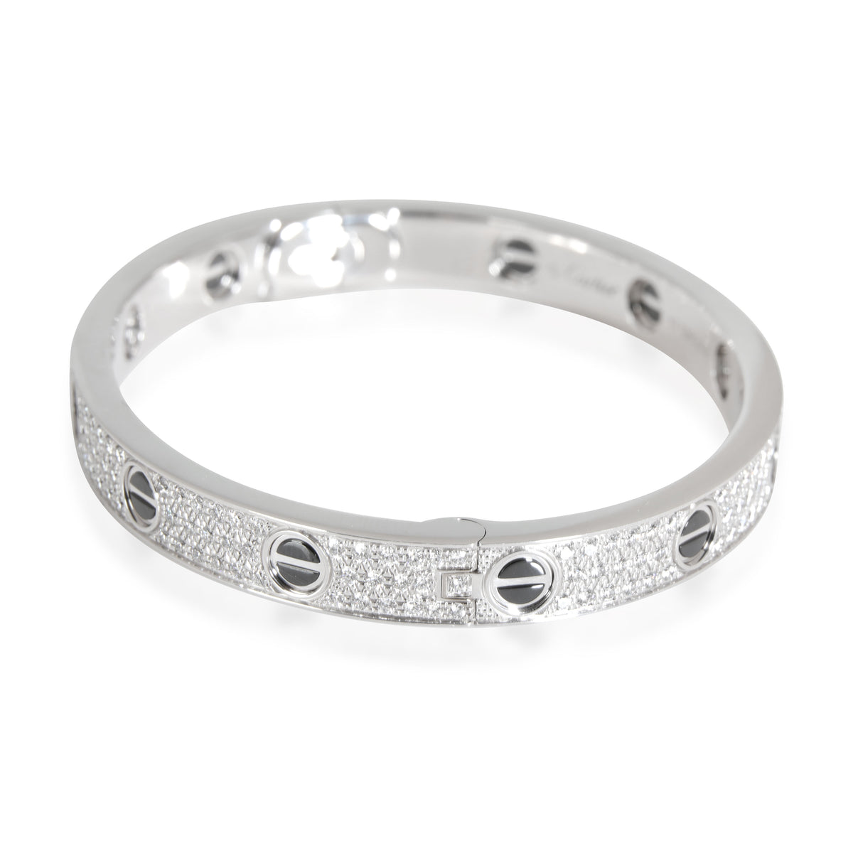 Cartier LOVE Diamond Paved  Ceramic Bracelet in 18K White Gold 1.99 CTW