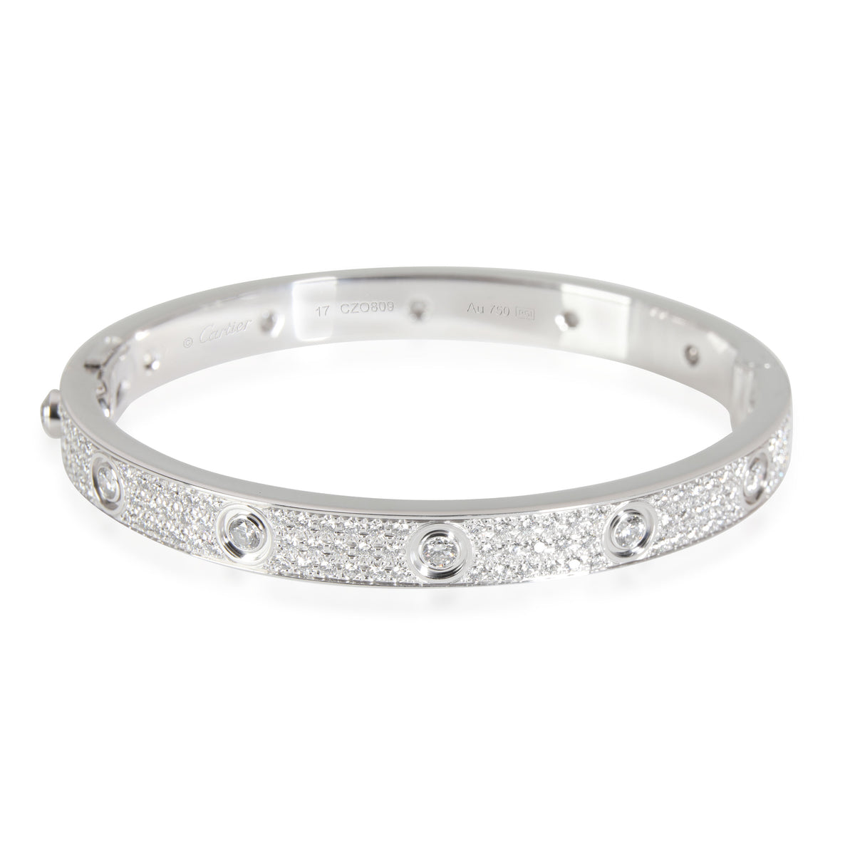 Cartier LOVE Diamond Paved Bracelet in 18K White Gold 3.15 CTW