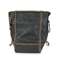 Chanel Black Quilted Calfskin Chain Drawstring Bag