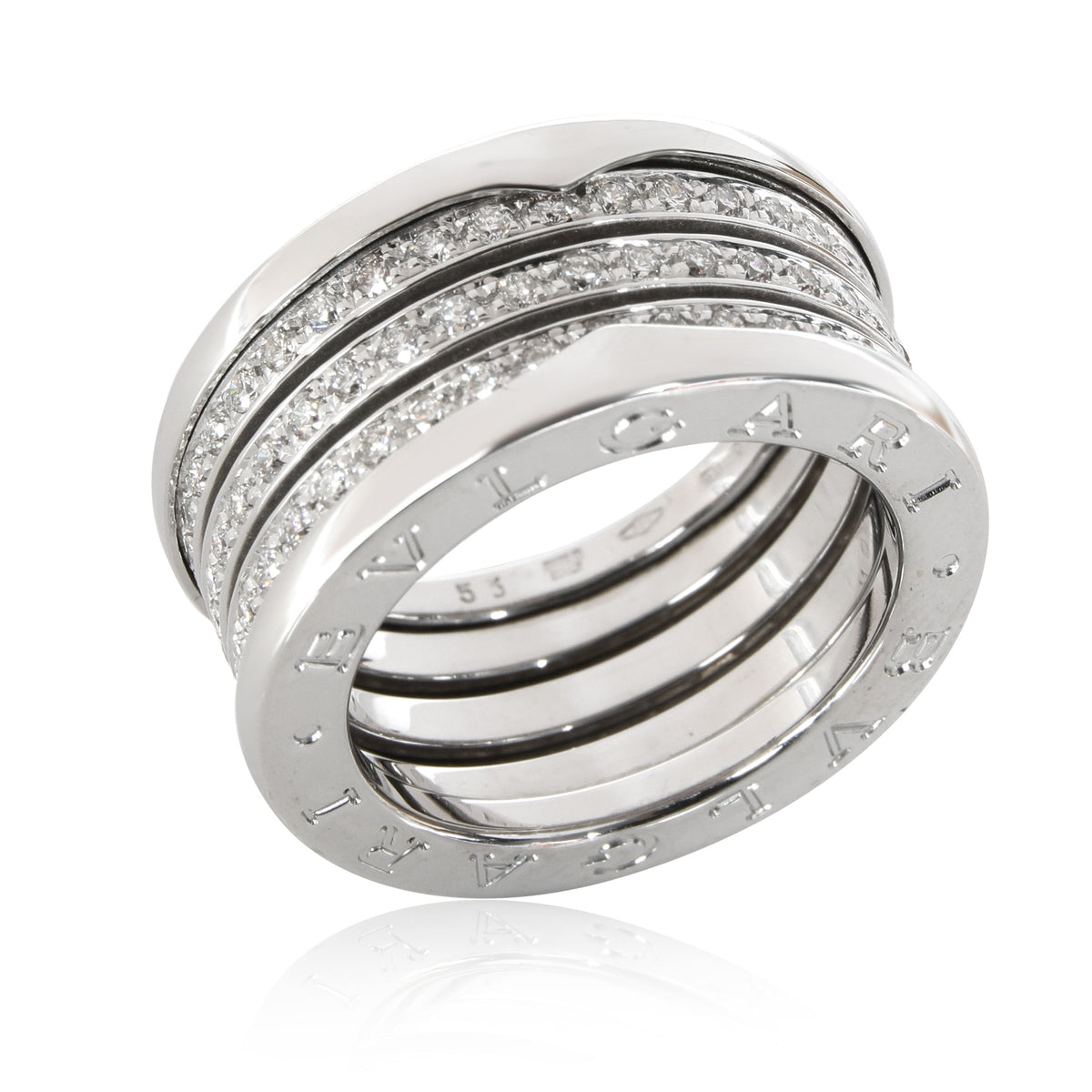 BVLGARI B.zero1 Three-Band Diamond Ring in 18K White Gold 0.89 CTW