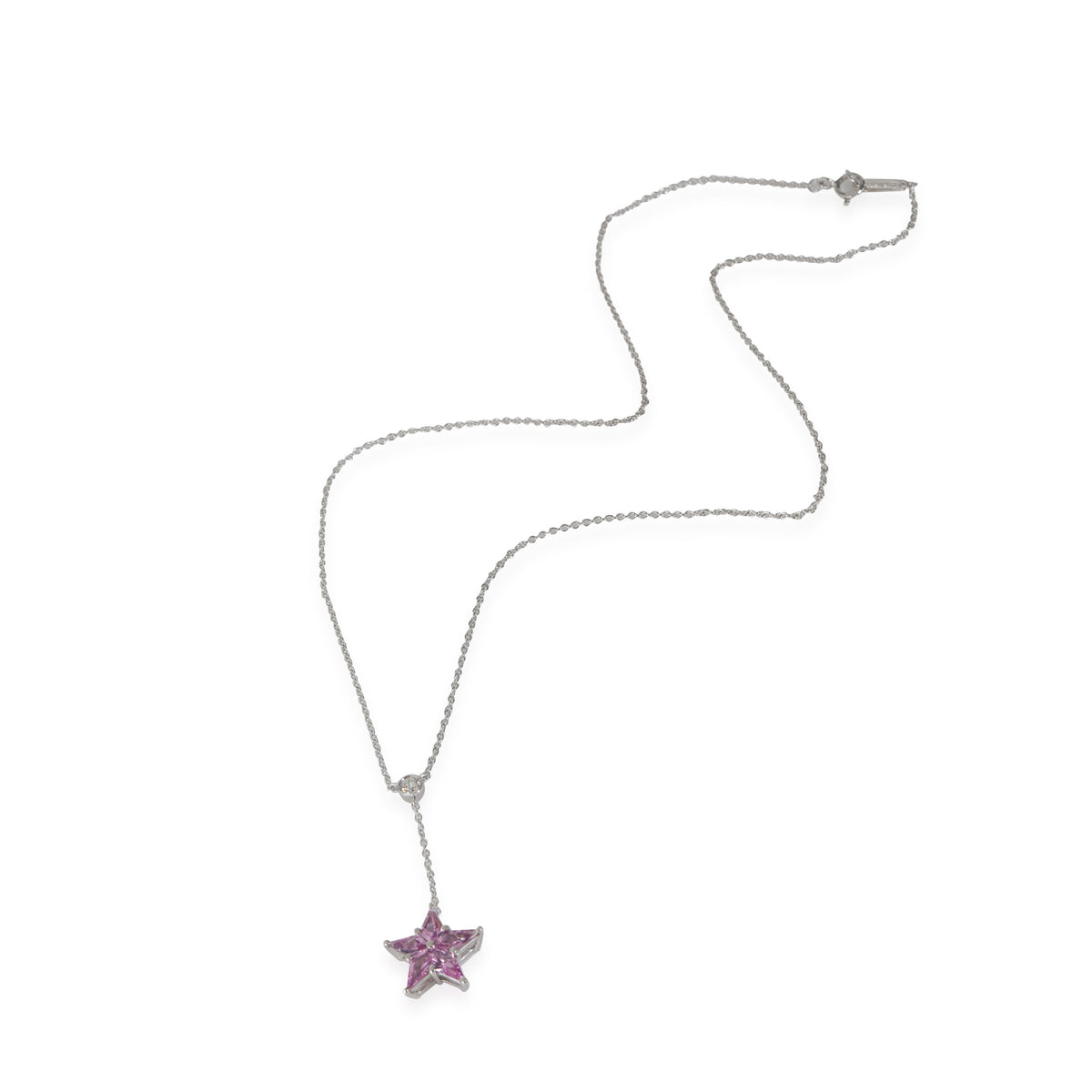 Tiffany & Co. Pink Sapphire & Diamond 5-Point Star Necklace in Platinum 0.1 Ctw