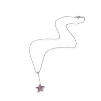 Tiffany & Co. Pink Sapphire & Diamond 5-Point Star Necklace in Platinum 0.1 Ctw