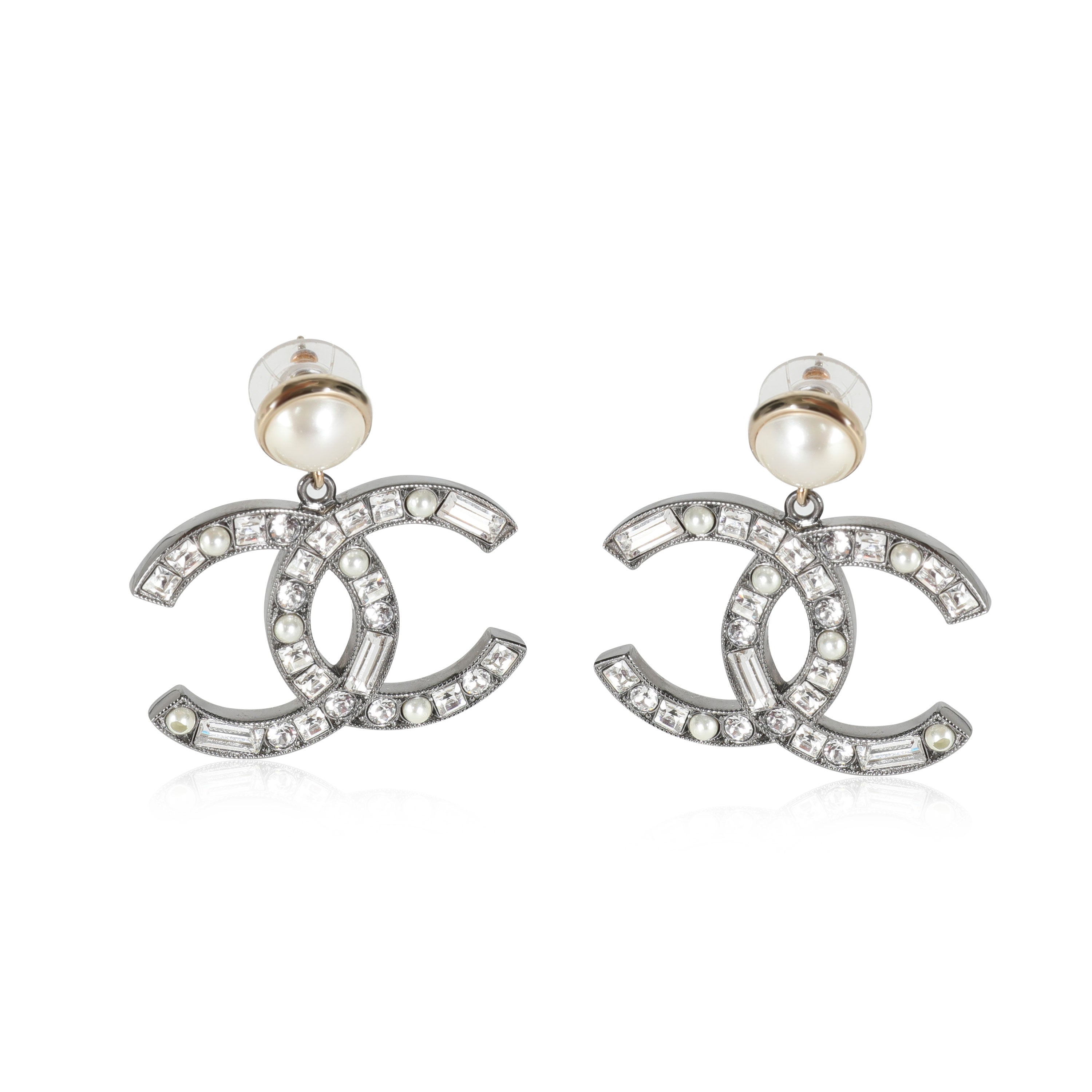 Chanel CC Two-Tone Faux Pearl & Strass Earrings From The 2020