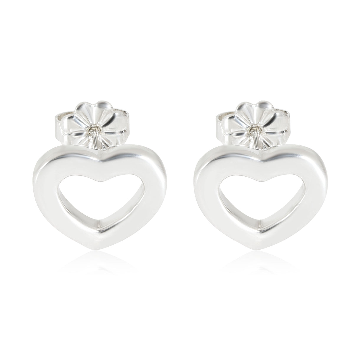 Tiffany & Co Open Heart Stud Earrings in Sterling Silver