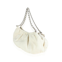 Chanel White Matte Python Chain Hobo Bag
