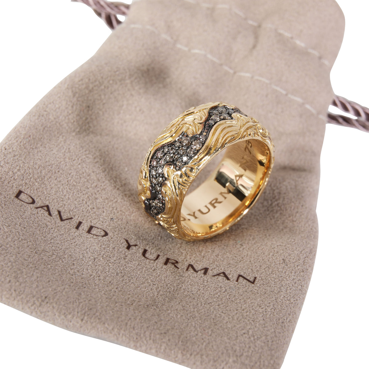 David Yurman Waves Collection Diamond Band in 18K 18 Karat Yellow Gold 0.97 CTW