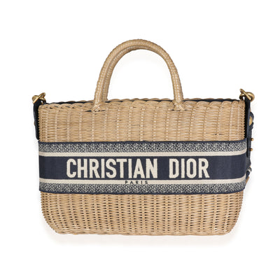 Dior Oblique Jacquard Wicker Basket Bag