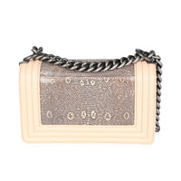 Chanel Beige Calfskin & Lizard Small Boy Bag