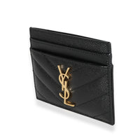 Saint Laurent Black Chevron Quilted Grain De Poudre Leather Card Case