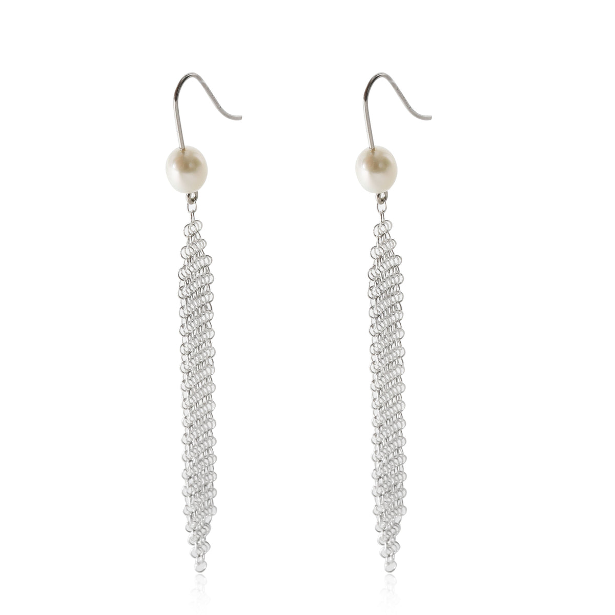 Tiffany & Co. Elsa Peretti Mesh Tassel with Pearl Earrings in  Sterling Silver