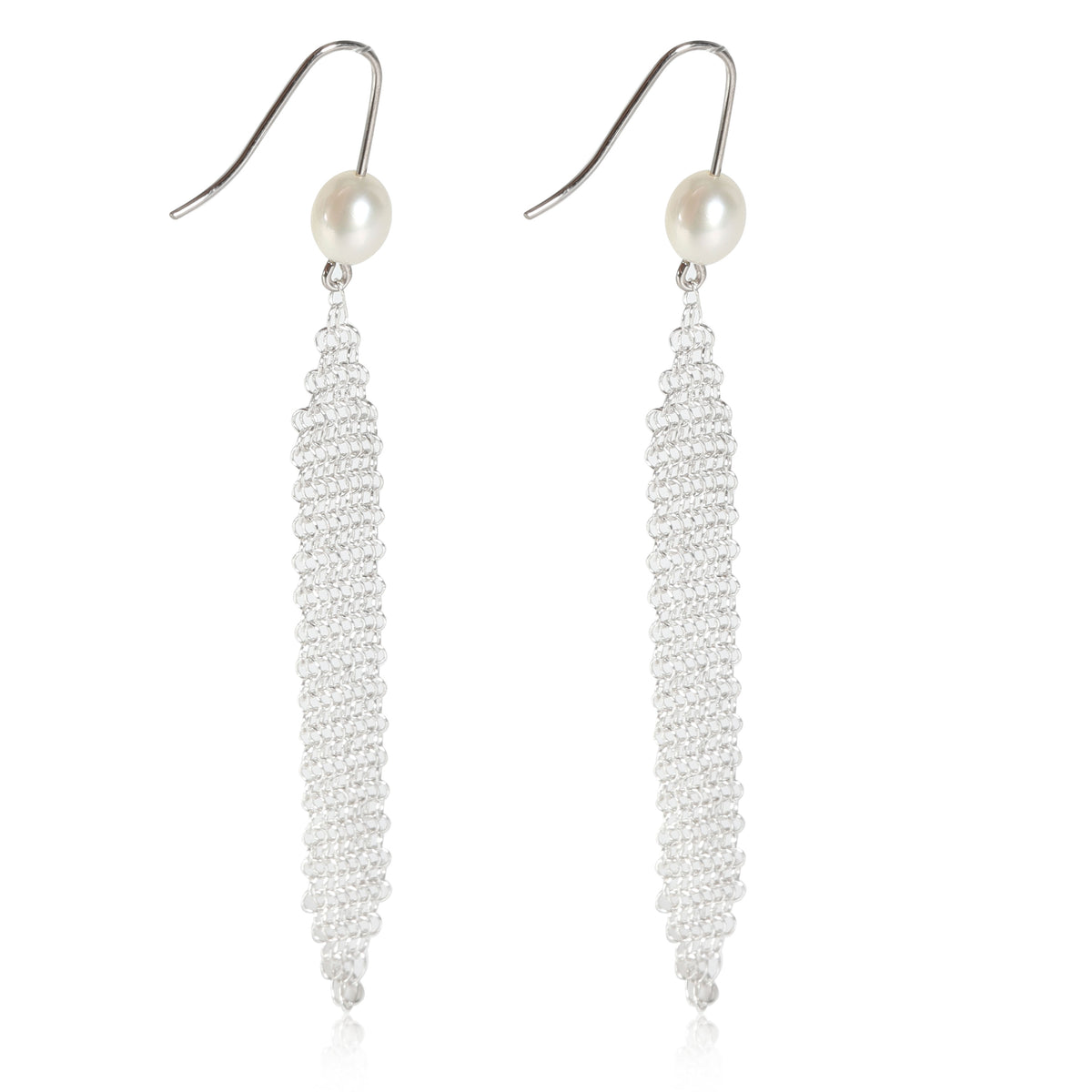 Tiffany & Co. Elsa Peretti Mesh Tassel with Pearl Earrings in  Sterling Silver