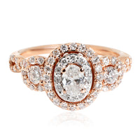 Zales Three Stone Halo Diamond Engagement Ring in 14k Rose Gold, 1/1 Ctw