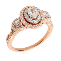 Zales Three Stone Halo Diamond Engagement Ring in 14k Rose Gold, 1/1 Ctw