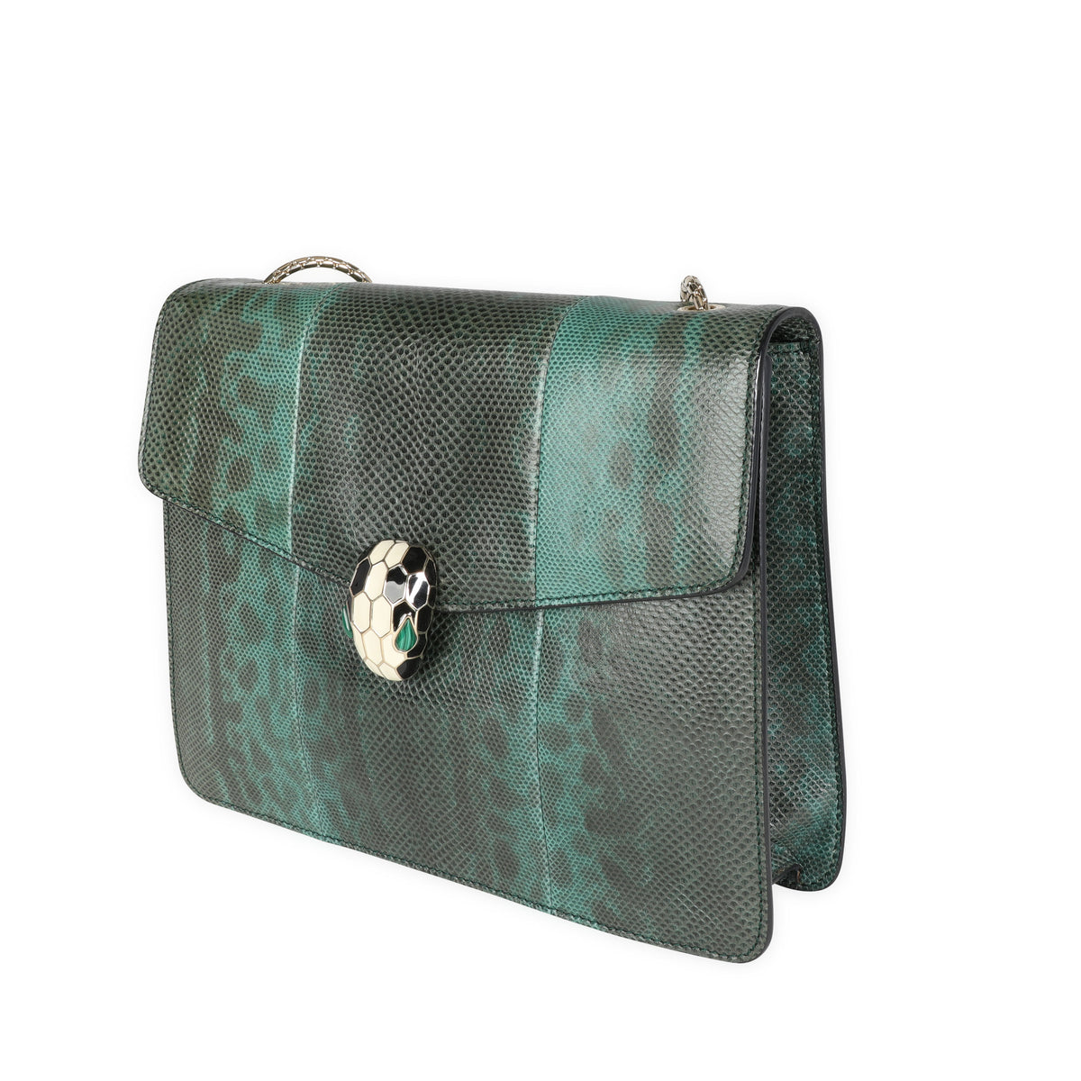 Bvlgari Black Lizard Serpenti Flap Bag, Luxury, Bags & Wallets on