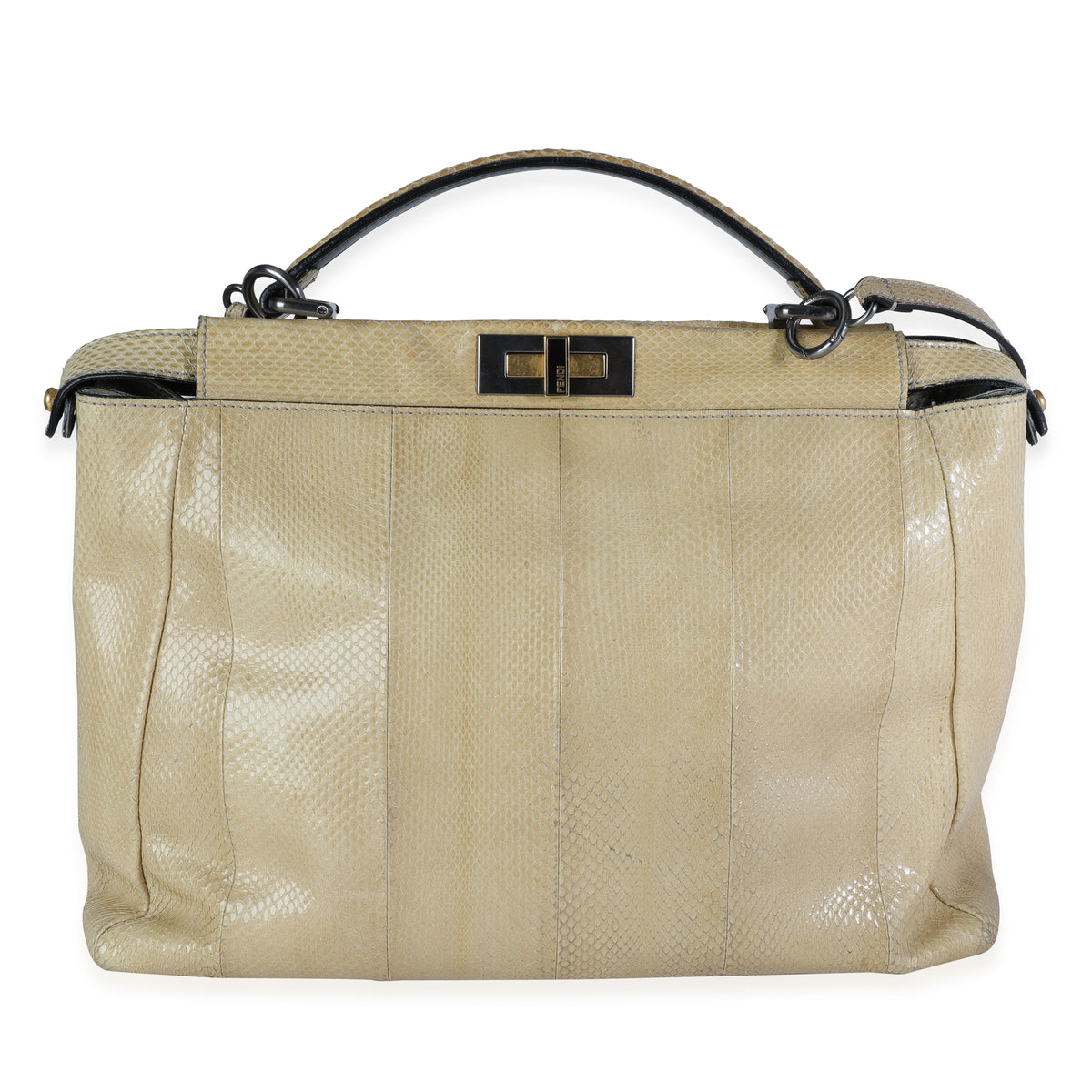 Fendi Beige Watersnake Large Peekaboo Bag