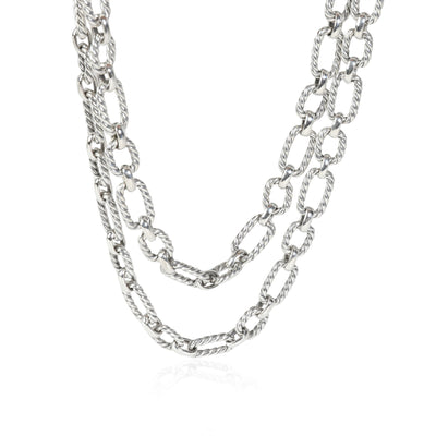 David Yurman Cushion Link Necklace in  Sterling Silver