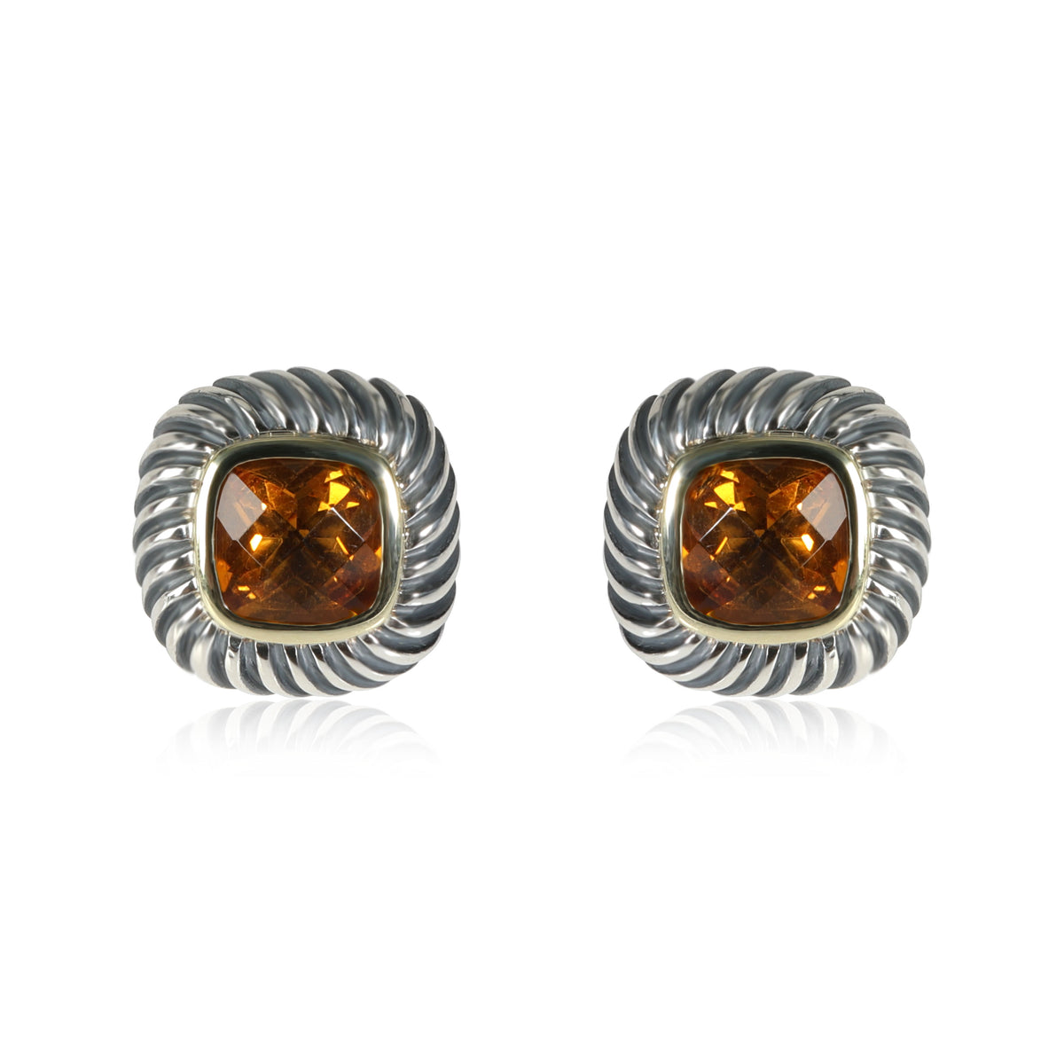 David Yurman Citrine Earrings in  Sterling Silver & 14K Yellow Gold