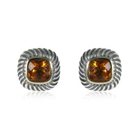 David Yurman Citrine Earrings in  Sterling Silver & 14K Yellow Gold