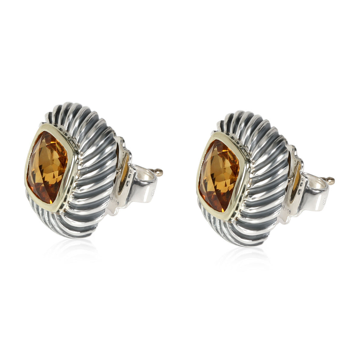 David Yurman Citrine Earrings in  Sterling Silver & 14K Yellow Gold