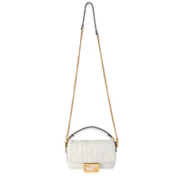 Fendi Bianco Embossed Zucca Lambskin Mini Baguette