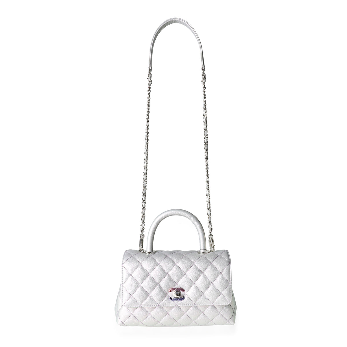 Chanel Light Purple Iridescent Quilted Caviar Small Coco Top Handle Bag, myGemma